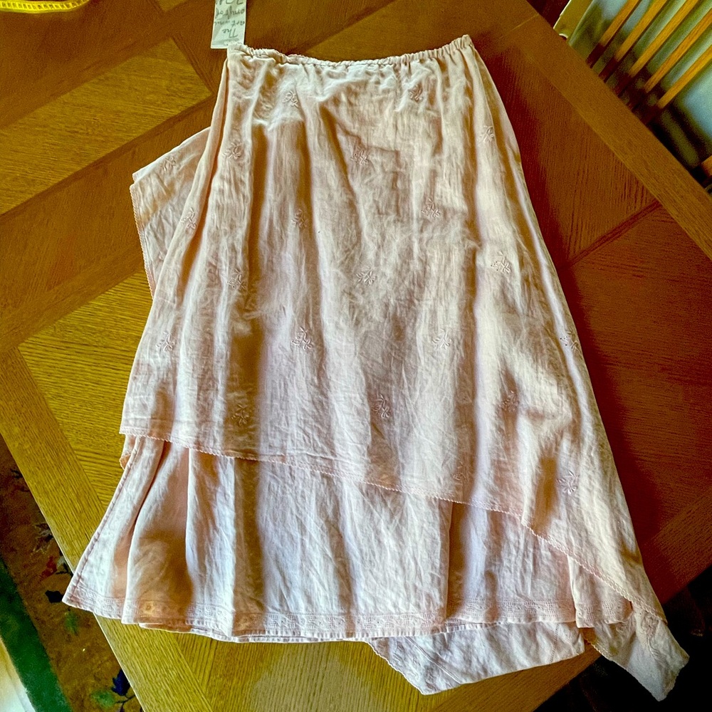 Pale pink bohemian linens skirt